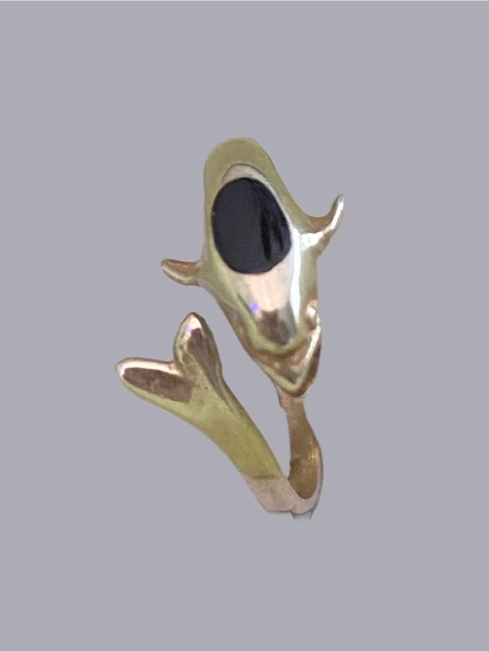 VTG Copper Black Onyx Dolphin Adjustable Wrap Ring NWT